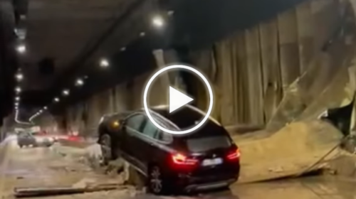 Crolla parte della galleria San Silvestro a Pescara: panico tra gli automobilisti – IL VIDEO