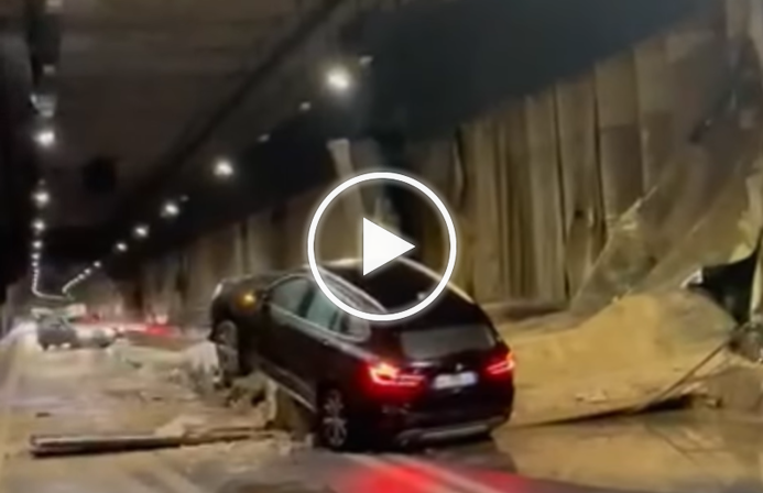 Crolla parte della galleria San Silvestro a Pescara: panico tra gli automobilisti – IL VIDEO