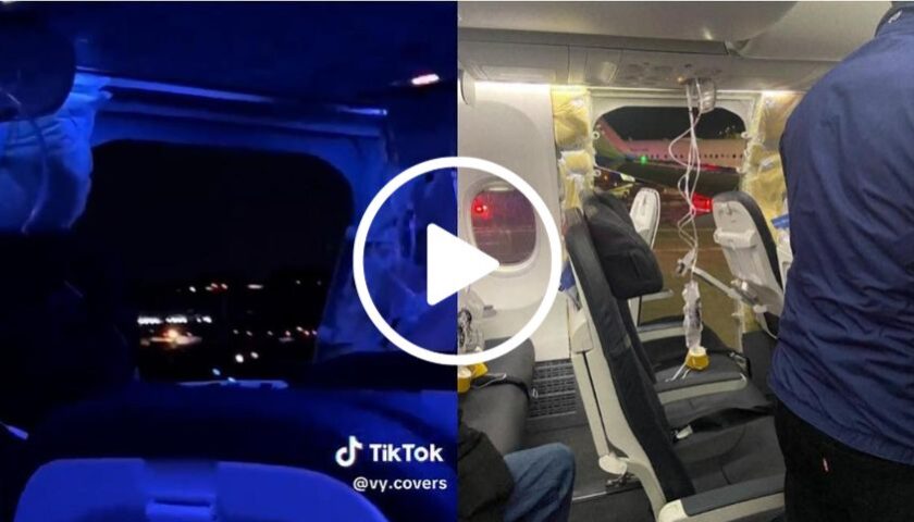Terrore in volo negli USA, portellone si stacca a 5000 metri d’altezza: le immagini a bordo del Boeing 737 – VIDEO